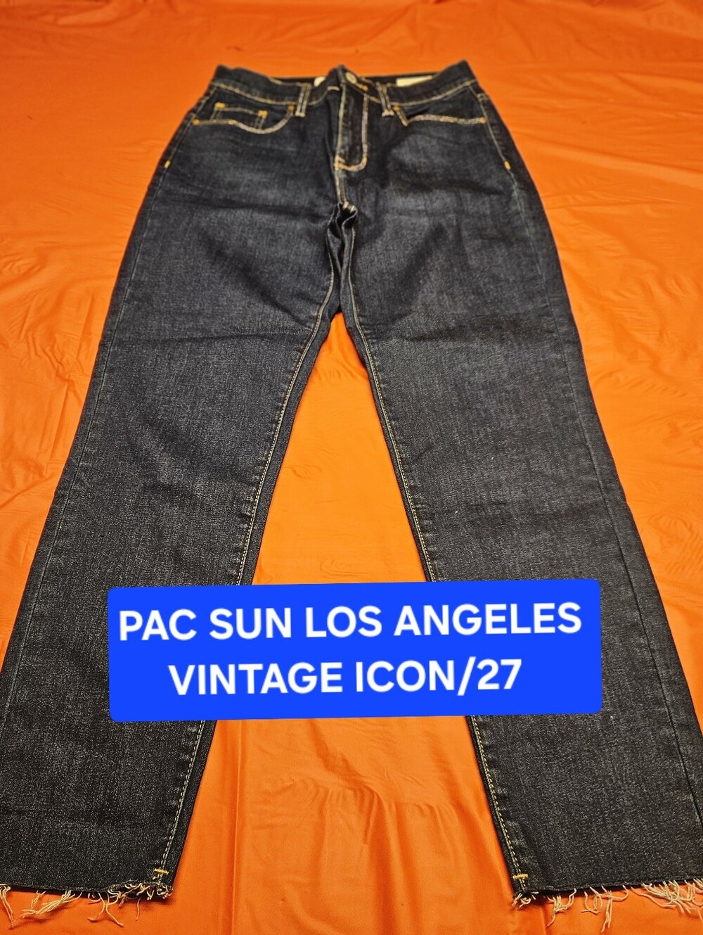 Pac Sun Los Angeles Hi Waist Dark Denim Straight Fit "Vintage Icon" Size 27×27